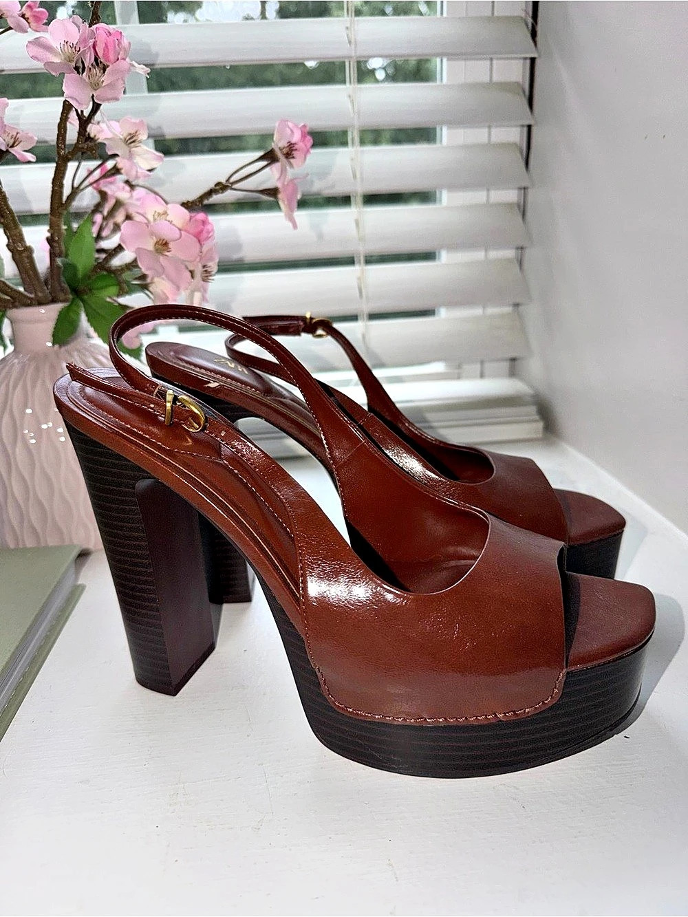 Zara Brown Platform Heels
